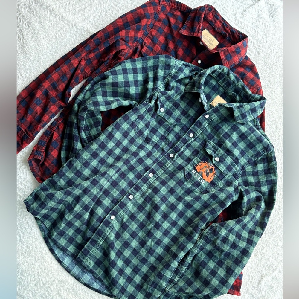 3 Roebuck & Co. Plaid Fleece Type Button Down